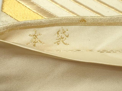 平和屋本店▼六通柄　本袋帯　若松葉文　金繍錦　正絹　逸品　DABE9291sf
