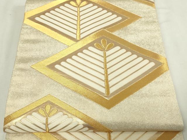 平和屋本店▼六通柄　本袋帯　若松葉文　金繍錦　正絹　逸品　DABE9291sf