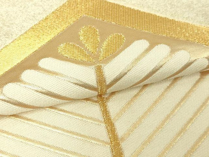 平和屋本店▼六通柄　本袋帯　若松葉文　金繍錦　正絹　逸品　DABE9291sf