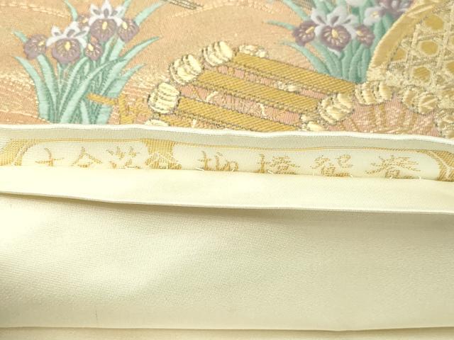 平和屋本店▼六通柄袋帯　唐織　柳橋鴛鴦　本金箔　正絹　逸品　DABE9296sf 平和屋本店▽六通柄袋帯 唐織 柳橋鴛鴦 本金箔 正絹 逸品 DABE9296sf