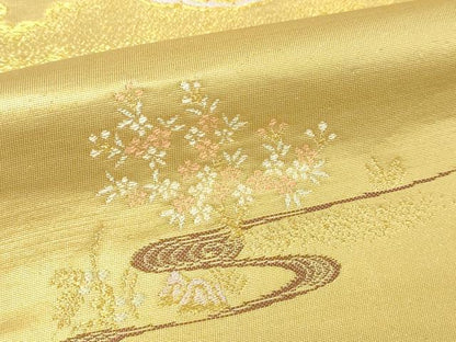 平和屋本店▼六通柄袋帯　唐織　雲取錦薫花鳥　漆金九百錦　正絹　逸品　DABE9297sf