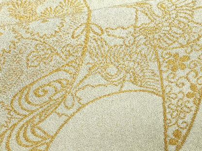 平和屋本店▼太鼓柄袋帯　つづれ　地紙草花文　本金糸24ｋ　正絹　逸品　DABE9298sf