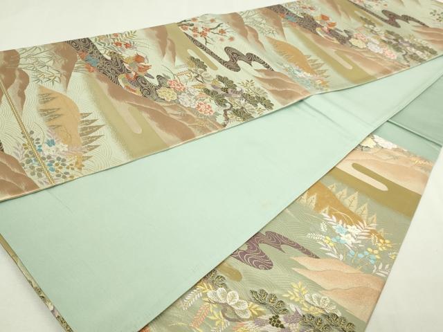 平和屋本店▽六通柄袋帯 唐織 花鳥文 本金箔 正絹 逸品 DABE9308sf