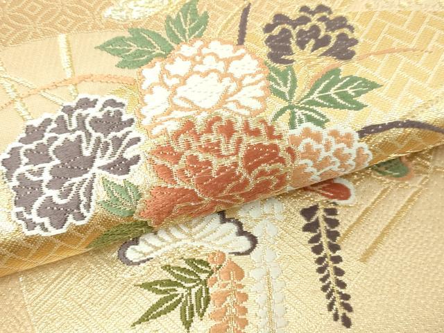 平和屋本店▼六通柄袋帯　唐織　吉祥模様　24ｋ本金箔　正絹　逸品　DABE9313sf 平和屋本店▽六通柄袋帯 唐織 吉祥模様 24k本金箔 正絹 逸品