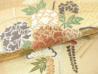 平和屋本店▼六通柄袋帯　唐織　吉祥模様　24ｋ本金箔　正絹　逸品　DABE9313sf