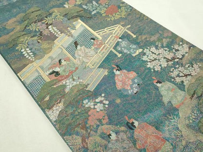 平和屋本店▼全通柄袋帯　新古今和歌集　純金箔　正絹　逸品　DABE9314sf