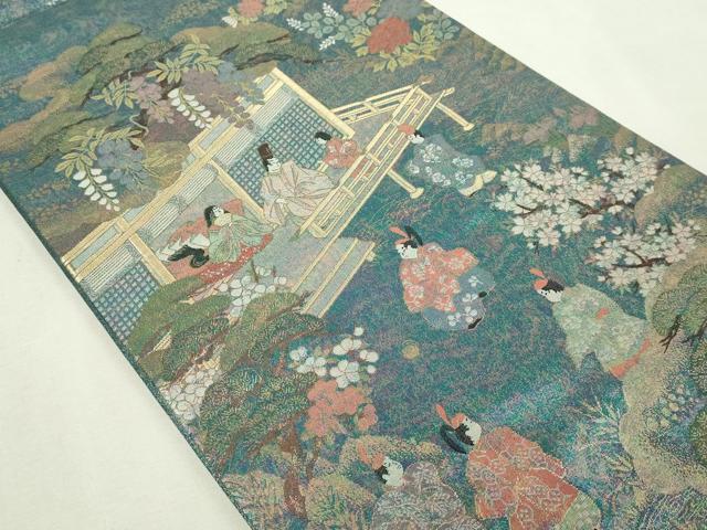 平和屋本店▼全通柄袋帯　新古今和歌集　純金箔　正絹　逸品　DABE9314sf