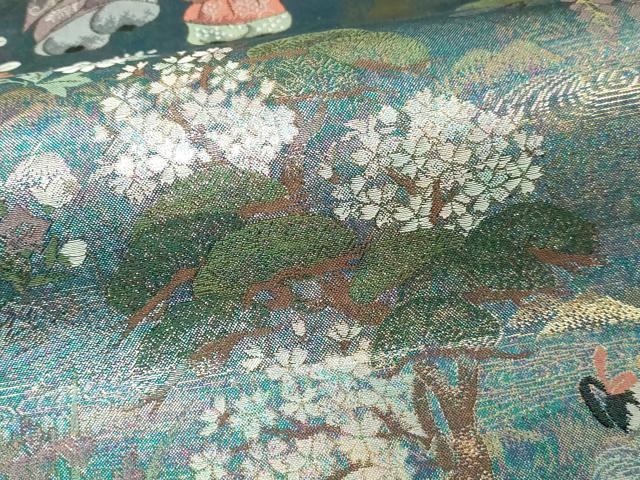 平和屋本店▽全通柄袋帯 新古今和歌集 純金箔 正絹 逸品 DABE9314sf