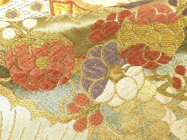 平和屋本店▼六通柄袋帯　花鳥丸文　鏡金　正絹　逸品　DABE9316sf 平和屋本店▽六通柄袋帯 花鳥丸文 鏡金 正絹 逸品 DABE9316sf - メルカリ