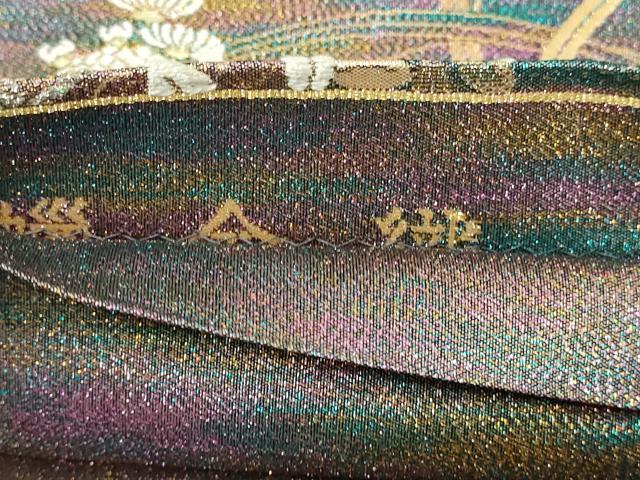 平和屋本店▼六通柄袋帯　蝋金織　草花文　正絹　逸品　DABE9321sf