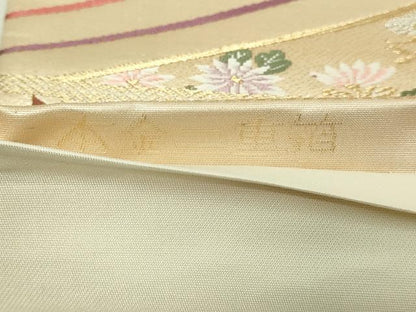 平和屋本店▼六通柄袋帯　唐織　流水扇面文　本金二重箔　正絹　逸品　DABE9322sf