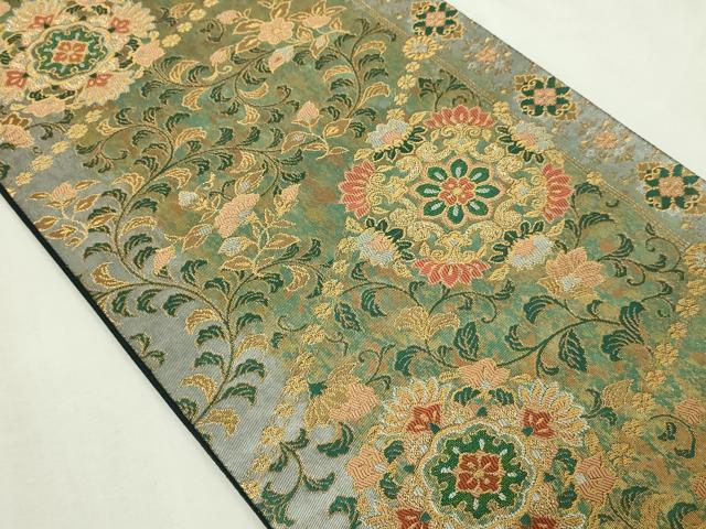 平和屋本店▽六通柄袋帯 斜取更紗華文 珠金 正絹 逸品