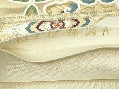 平和屋本店▼六通柄袋帯　唐織　正倉院花文　はくば錦24ｋ　正絹　逸品　DABE9337sf
