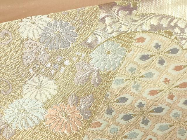 平和屋本店▼六通柄袋帯　唐織　花鳥文　本金箔二重織　正絹　逸品　DABE9339sf 平和屋本店▽六通柄袋帯 唐織 花鳥文 本金箔二重織 正絹 逸品
