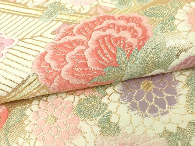 平和屋本店▽六通柄袋帯 唐織 本金斜取能衣華