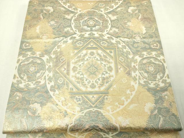 平和屋本店▼六通柄　本袋帯　正倉院花文　純金二重箔24ｋ　正絹　逸品　DABE9354sf