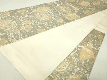 平和屋本店▼六通柄　本袋帯　正倉院花文　純金二重箔24ｋ　正絹　逸品　DABE9354sf