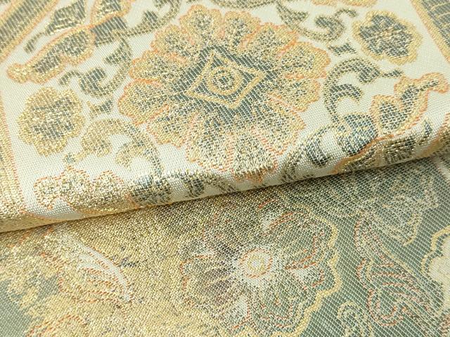 平和屋本店▼六通柄　本袋帯　正倉院花文　純金二重箔24ｋ　正絹　逸品　DABE9354sf