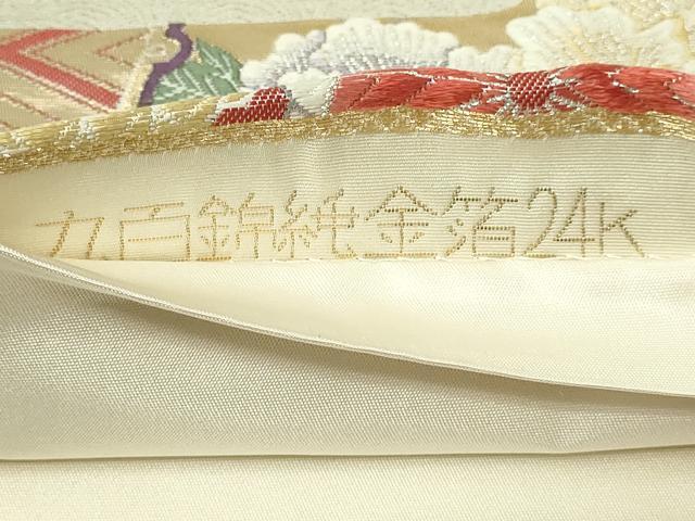 平和屋本店▼六通柄袋帯　唐織　草花吉祥文　九百錦純金箔24ｋ　正絹　逸品　DABE9355sf