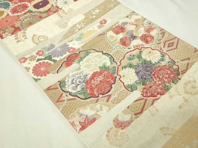 平和屋本店▼六通柄袋帯　唐織　草花吉祥文　九百錦純金箔24ｋ　正絹　逸品　DABE9355sf