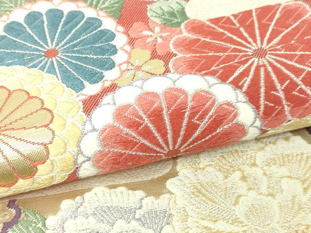 平和屋本店▼六通柄袋帯　唐織　草花吉祥文　九百錦純金箔24ｋ　正絹　逸品　DABE9355sf