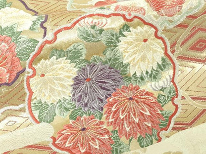 平和屋本店▼六通柄袋帯　唐織　草花吉祥文　九百錦純金箔24ｋ　正絹　逸品　DABE9355sf