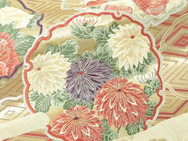 平和屋本店▼六通柄袋帯　唐織　草花吉祥文　九百錦純金箔24ｋ　正絹　逸品　DABE9355sf