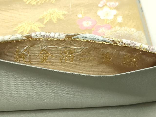 平和屋本店▼六通柄袋帯　唐織　孔雀花鳥文　純金箔二重織　正絹　逸品　DABE9409sf