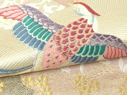 平和屋本店▼六通柄袋帯　唐織　雲取鳳凰文　本金箔　正絹　逸品　DABE9410sf