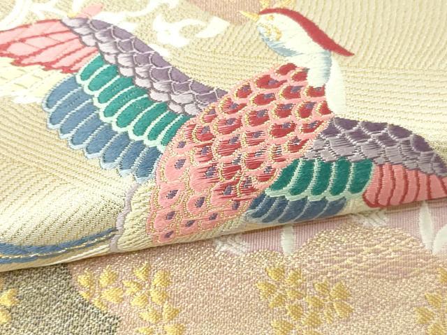 平和屋本店▼六通柄袋帯　唐織　雲取鳳凰文　本金箔　正絹　逸品　DABE9410sf