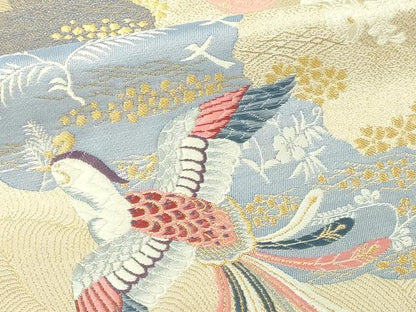 平和屋本店▼六通柄袋帯　唐織　雲取鳳凰文　本金箔　正絹　逸品　DABE9410sf