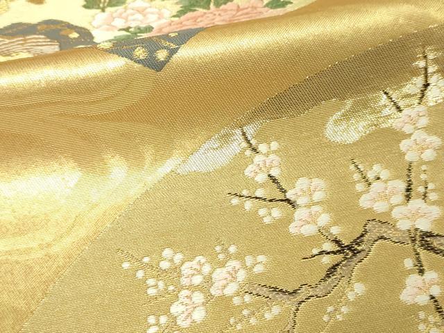 平和屋本店▼六通柄袋帯　唐織　映上粋紋　本金漆土研出し箔　正絹　逸品　DABE9411sf