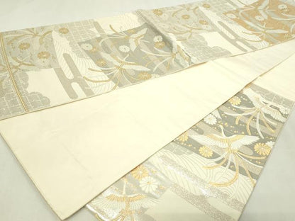 平和屋本店▼六通柄袋帯　鳳凰花文　24ｋプラチナ　やまと誂製　正絹　逸品　DABE9417sf