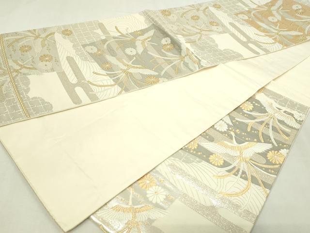 平和屋本店▼六通柄袋帯　鳳凰花文　24ｋプラチナ　やまと誂製　正絹　逸品　DABE9417sf