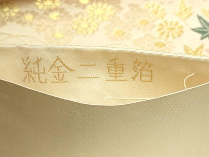 平和屋本店▼六通柄袋帯　唐織　離宮絵巻文　純金二重箔　正絹　逸品　DABE9419sf