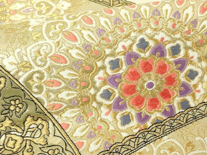 平和屋本店▼六通柄袋帯　唐織　正倉院花文　本金箔　正絹　逸品　DABE9424sf