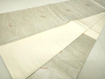 平和屋本店▼六通柄袋帯　菱文　本うるし箔金　正絹　逸品　DABE9428sf