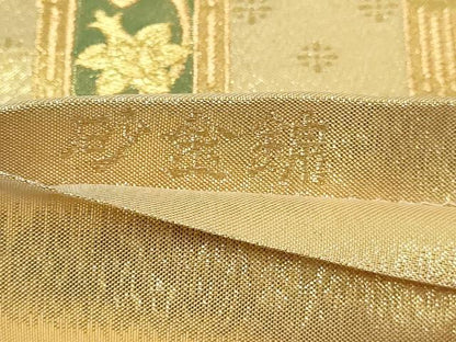 平和屋本店▼六通柄袋帯　流水花鳥文　砂金錦　正絹　逸品　DABE9432sf
