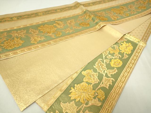 平和屋本店▼六通柄袋帯　流水花鳥文　砂金錦　正絹　逸品　DABE9432sf