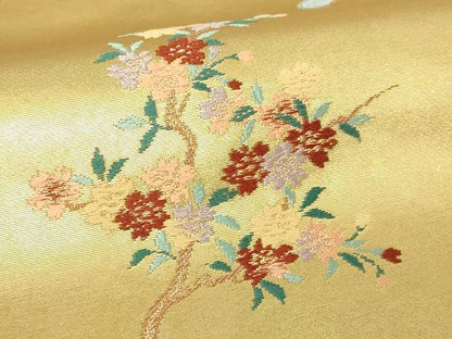 平和屋本店▼六通柄袋帯　唐織　流水花鳥文　慴金錦引箔　正絹　逸品　DABE9433sf
