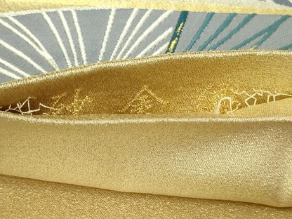 平和屋本店▼六通柄袋帯　松葉文　砂金織　正絹　逸品　DABE9443sf