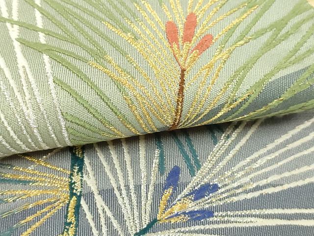 平和屋本店▼六通柄袋帯　松葉文　砂金織　正絹　逸品　DABE9443sf