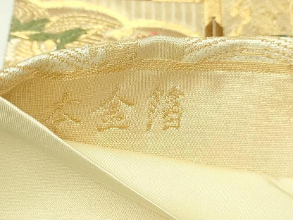 平和屋本店▼六通柄袋帯　唐織　窯永華飾文　本金箔　正絹　逸品　DABE9448sf