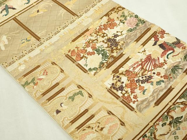 平和屋本店▼六通柄袋帯　唐織　窯永華飾文　本金箔　正絹　逸品　DABE9448sf