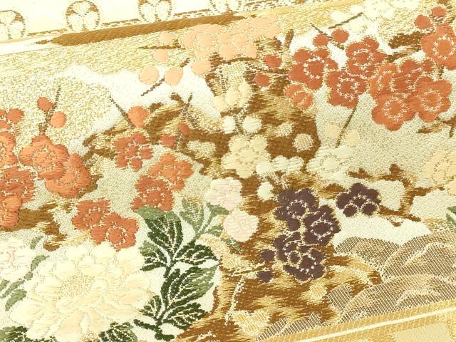 平和屋本店▼六通柄袋帯　唐織　窯永華飾文　本金箔　正絹　逸品　DABE9448sf