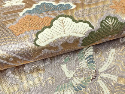 平和屋本店▼六通柄袋帯　鳳凰御所車花文　九百錦織　純金箔24ｋ　貮重箔　正絹　逸品　DABE9459sf