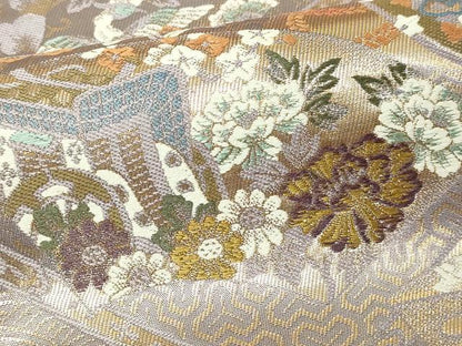 平和屋本店▼六通柄袋帯　鳳凰御所車花文　九百錦織　純金箔24ｋ　貮重箔　正絹　逸品　DABE9459sf