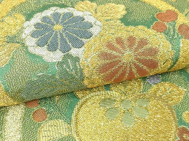 平和屋本店▼六通柄袋帯　桃山盛宴文　燦金箔　正絹　逸品　DABE9461sf