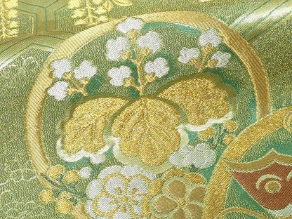 平和屋本店▼六通柄袋帯　桃山盛宴文　燦金箔　正絹　逸品　DABE9461sf