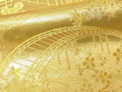 平和屋本店▼西陣　じゅらく謹製　六通柄袋帯　古都京勝錦繍絵巻　金閣箔　正絹　逸品　DABE9462sf